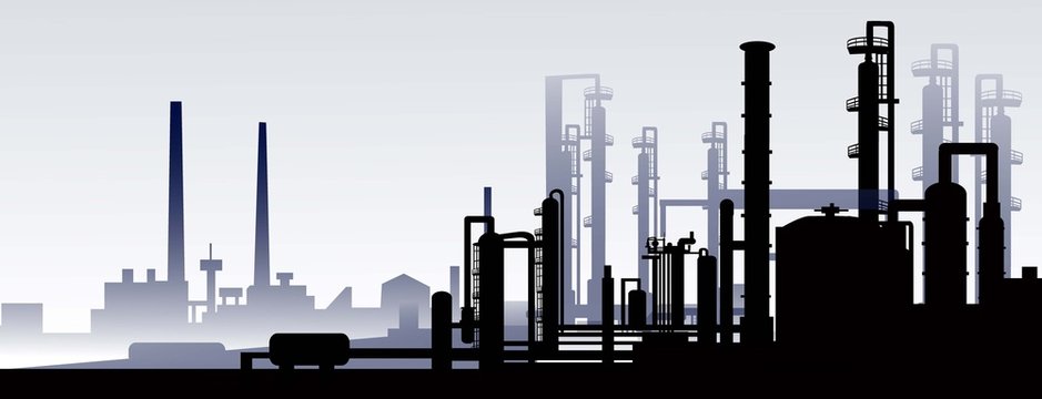 Oil and gas refinery-vector