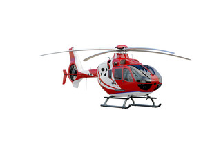 Red helicopter on white background