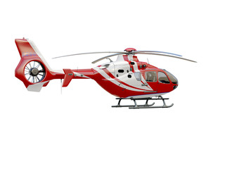 Red helicopter on white background