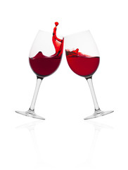 Wine glasses with splash of wine