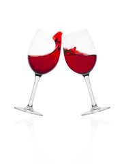 Wine glasses with splash of wine