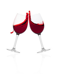 Wine glasses with splash of wine