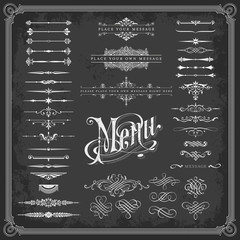 large collection of calligraphic design elements