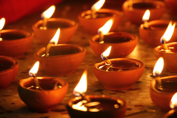 traditional diwali lamps