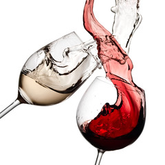 Red and white wine up