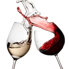 Papier Peint photo autocollant Vin Red and white wine splash