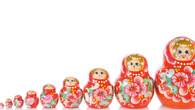 Matryoshka dolls, white background