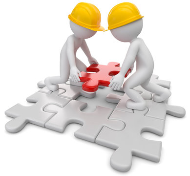 recommend clip art: Puzzle Teamwork Männchen mit Helm