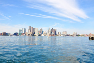 Fototapeta na wymiar Boston City Skyscrapers, Custom House and Waterfront, Boston