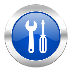 tools blue circle chrome web icon isolated