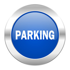 parking blue circle chrome web icon isolated