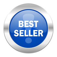 best seller blue circle chrome web icon isolated