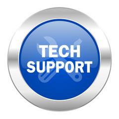 technical support blue circle chrome web icon isolated