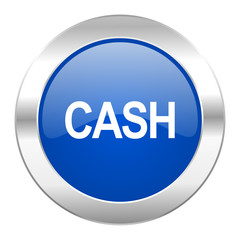 cash blue circle chrome web icon isolated