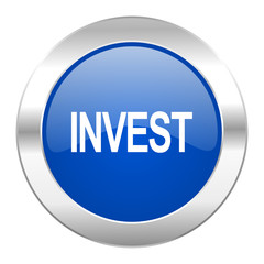 invest blue circle chrome web icon isolated