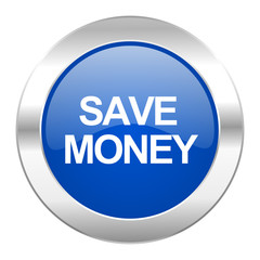 save money blue circle chrome web icon isolated
