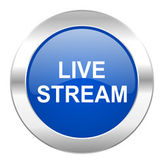 live stream blue circle chrome web icon isolated