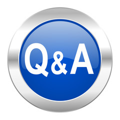 question answer blue circle chrome web icon isolated