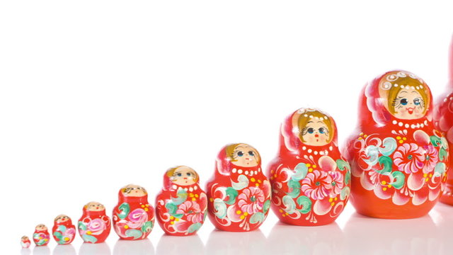 Russian Matryoshka dolls on white background