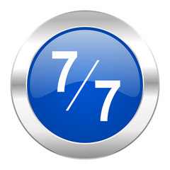 7 per 7 blue circle chrome web icon isolated