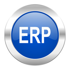 erp blue circle chrome web icon isolated