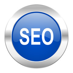 seo blue circle chrome web icon isolated