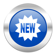 new blue circle chrome web icon isolated