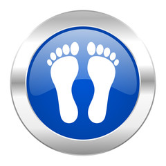 foot blue circle chrome web icon isolated