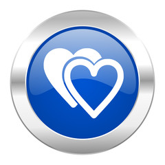 love blue circle chrome web icon isolated