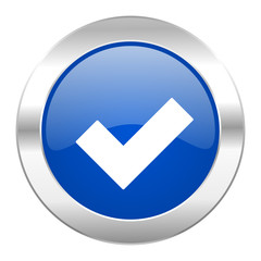 accept blue circle chrome web icon isolated