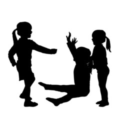 Vector silhouette of children.