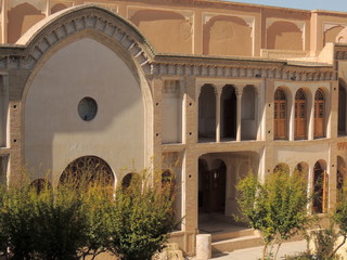Facade and galleries of Ameri palace of Kashan in Iran