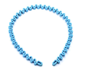 blue headband on white background