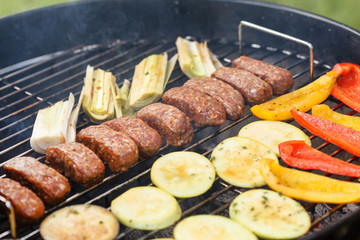 grilled kebab and vegetables