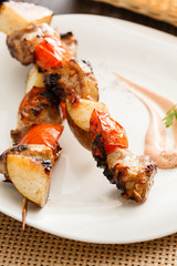 kebab with  pork and pears