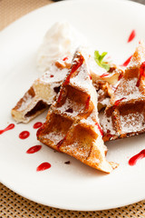 belgian waffle with whipped cream