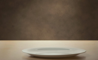 Plate on brown grunge background