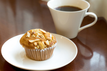 banana cake with coffee