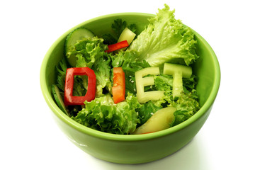 Green plate with word diet