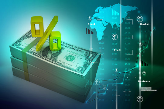 Dollar notes with percentage sign