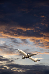 Airplane in a cloudy sky