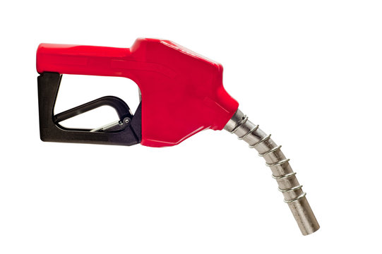 Red Gasoline Fuel Pump Nozzle Horizontal