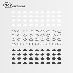 PrintBig vector set of thirty-six cloud shape
