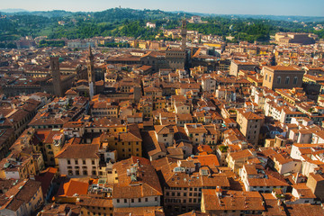 Fototapeta premium View of the house and the street of Florence from the top.