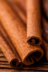 Spices in traditional Asian theme on wooden table