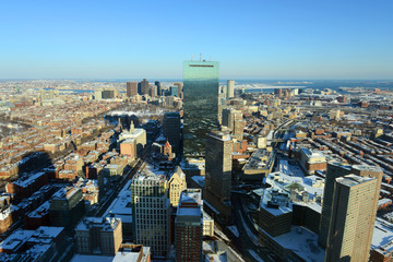 Boston John Hancock Tower and Back Bay Skyline in winter