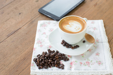Easter rabbit drawing on latte art coffee cup