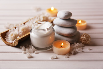 Spa setting on wooden background