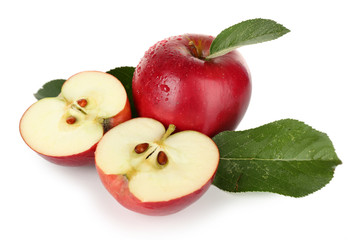 Ripe red apples isolated on white