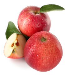 Ripe red apples isolated on white